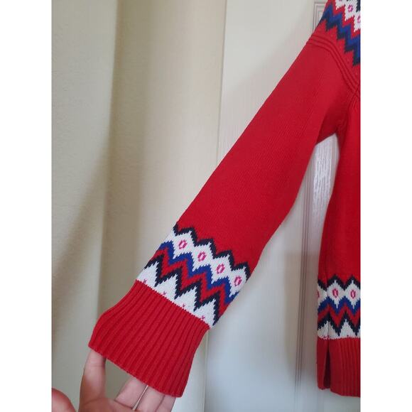 Fair Isle Nordic Red Blue White Crew Neck Holiday Charter Club Sweater, Sz Small - Picture 6 of 11